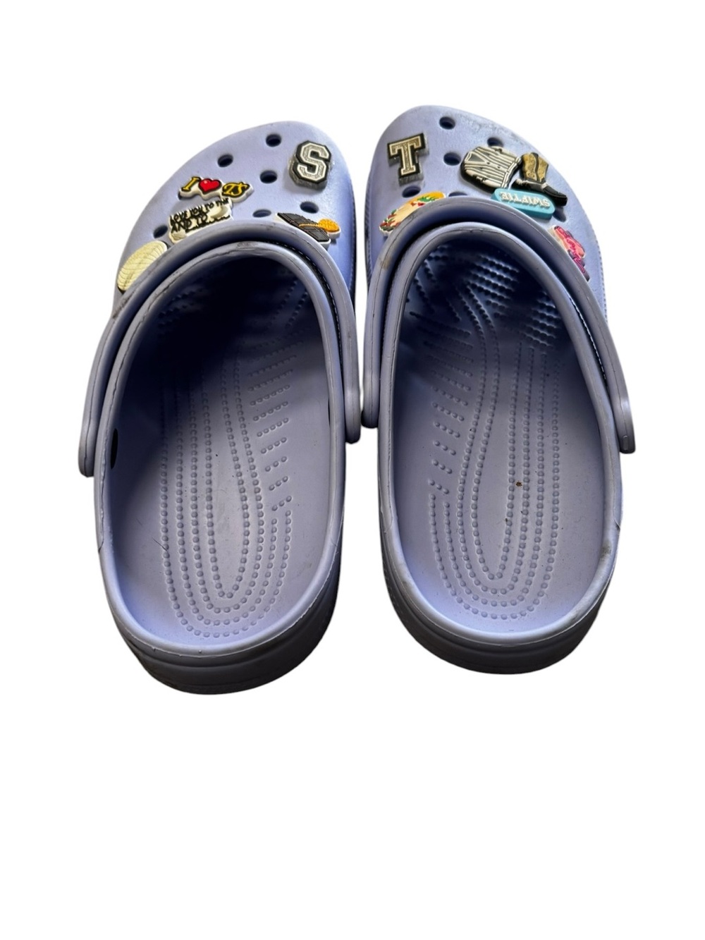 CROCS Unisex Light Lavender Clogs with Fun Jibbitz Charms Women Size 10 Men 8 - Picture 5 of 5